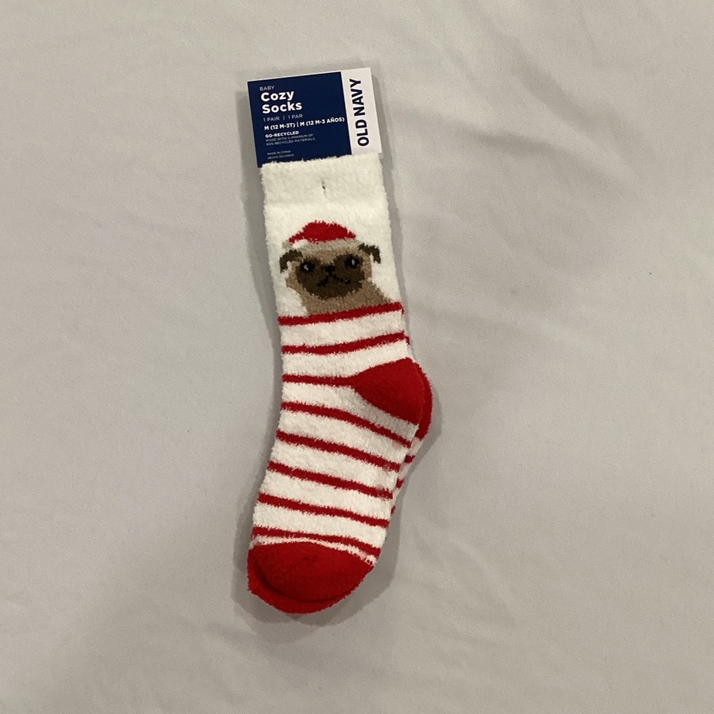 Old Navy Festive Red and White Dog Socks